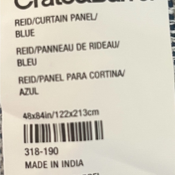 Crate and Barrel Reid Curtain Blue - Picture 3 of 5